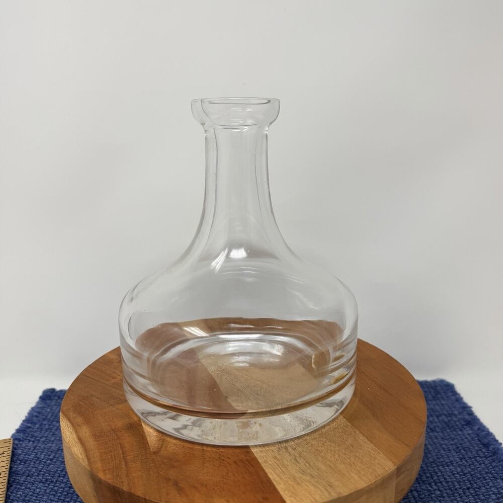 Vintage Clear Glass Carafe Decanter Chess Pawn Shape Heavy Base 6”